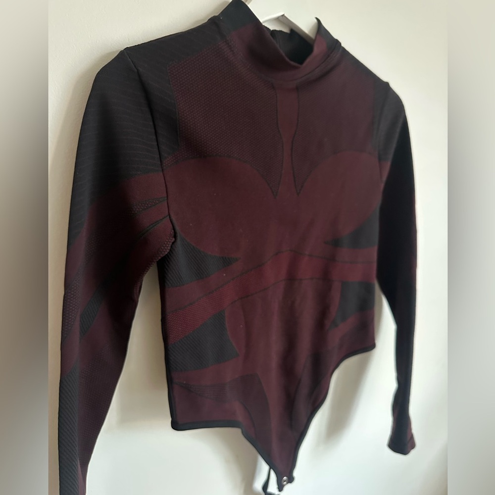 The Giving Movement Burgundy and Black long sleeve bodysuit